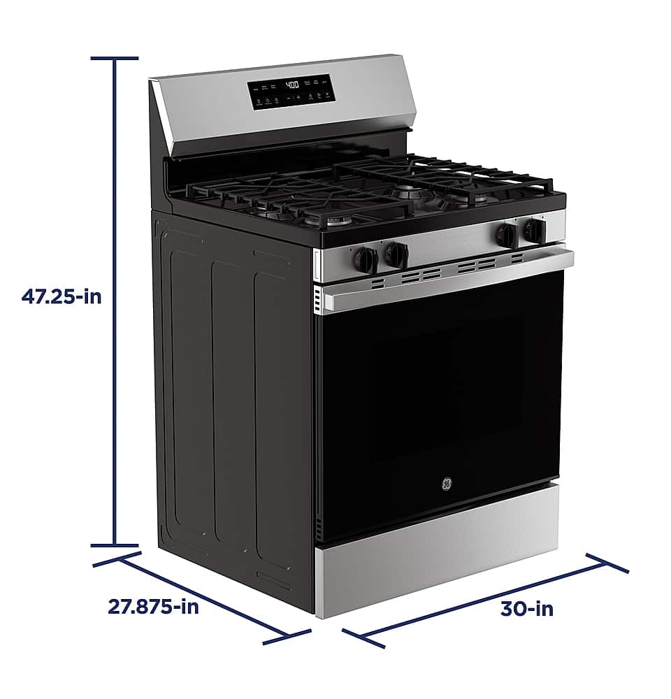 Alt View 12. GE - 5.3 Cu.Ft. Freestanding Gas Range with Self-Clean and Steam Cleaning Option and Built-In Wi-Fi - Stainless Steel/Black.