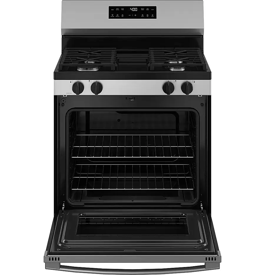 Alt View 14. GE - 5.3 Cu.Ft. Freestanding Gas Range with Self-Clean and Steam Cleaning Option and Built-In Wi-Fi - Stainless Steel/Black.