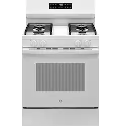 GE - 5.3 Cu.Ft. Freestanding Gas Range with Self-Clean and Steam Cleaning Option and Built-In Wi-Fi - White - Front_Zoom