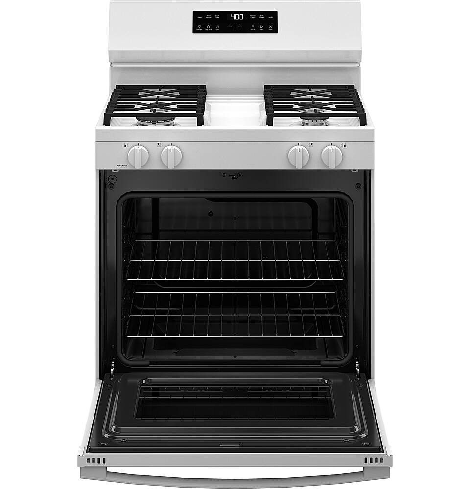 Alt View 13. GE - 5.3 Cu.Ft. Freestanding Gas Range with Self-Clean and Steam Cleaning Option and Built-In Wi-Fi - White.