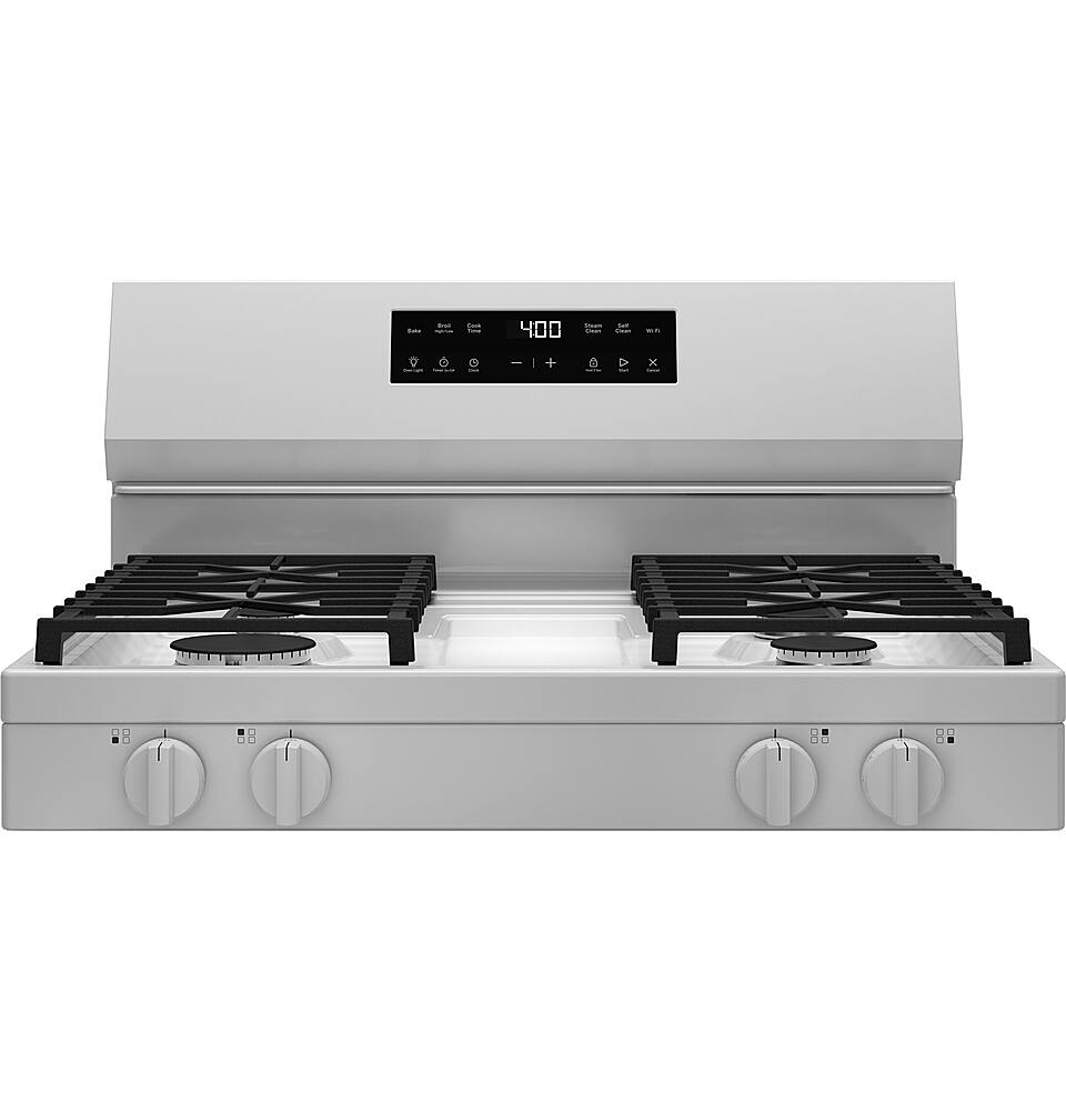 Alt View 2. GE - 5.3 Cu.Ft. Freestanding Gas Range with Self-Clean and Steam Cleaning Option and Built-In Wi-Fi - White.