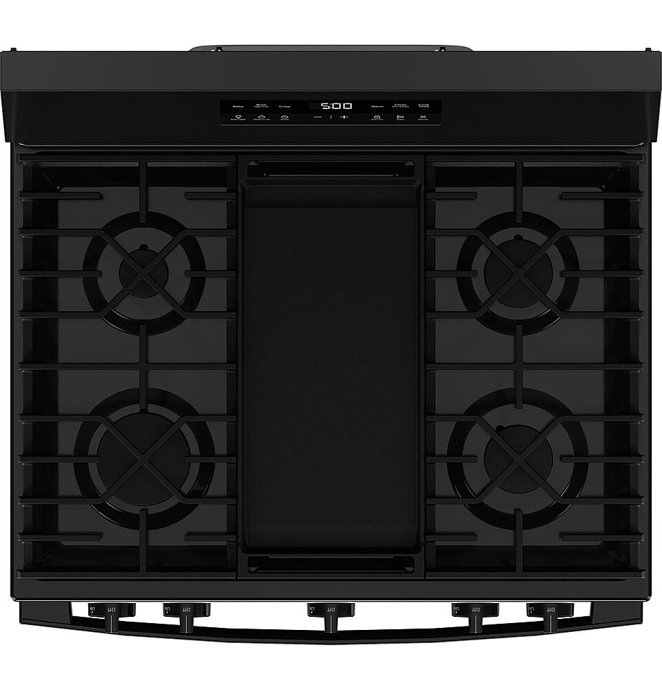 Alt View 15. GE - 5.3 Cu. Ft. Freestanding Gas Range with Self-Clean and Steam Cleaning Option and Crisp Mode - Black.
