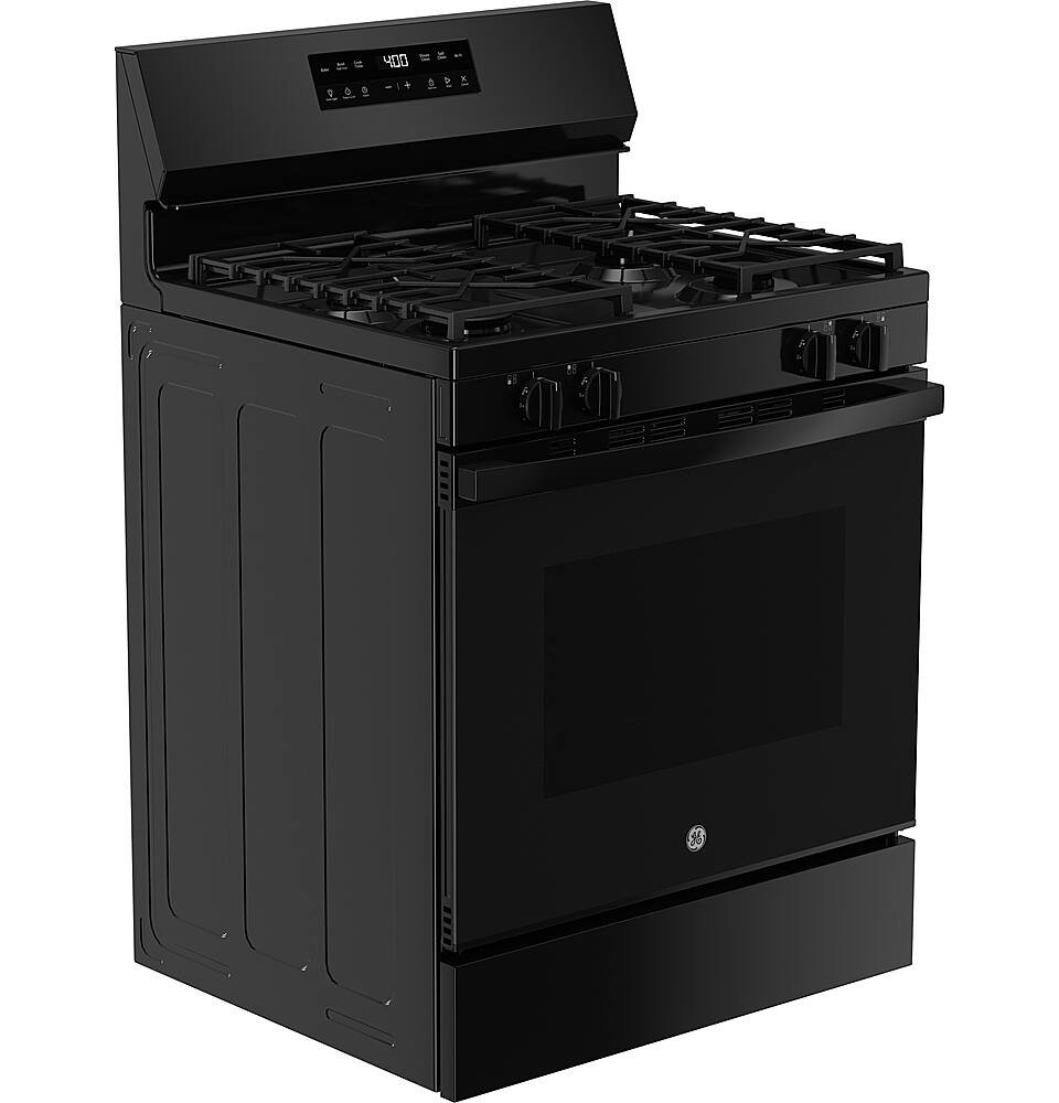 Angle. GE - 5.3 Cu.Ft. Freestanding Gas Range with Self-Clean and Steam Cleaning Option and Built-In Wi-Fi - Black.