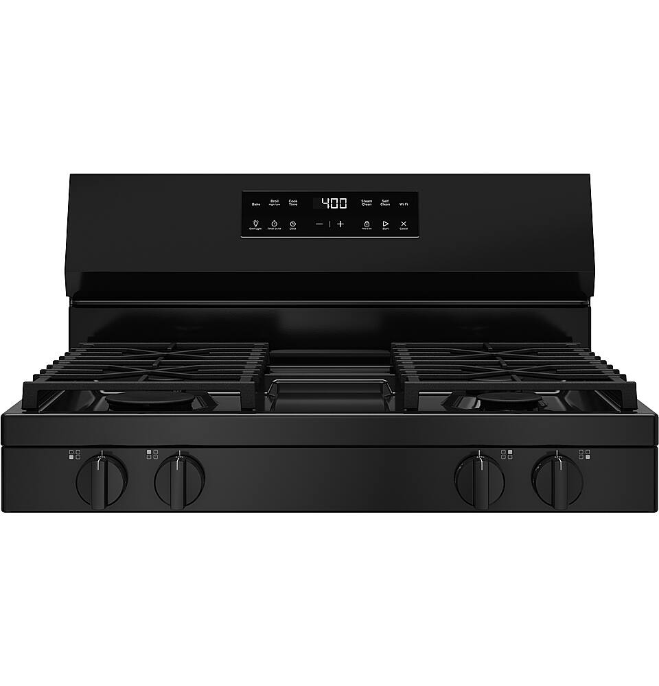 Alt View 12. GE - 5.3 Cu.Ft. Freestanding Gas Range with Self-Clean and Steam Cleaning Option and Built-In Wi-Fi - Black.