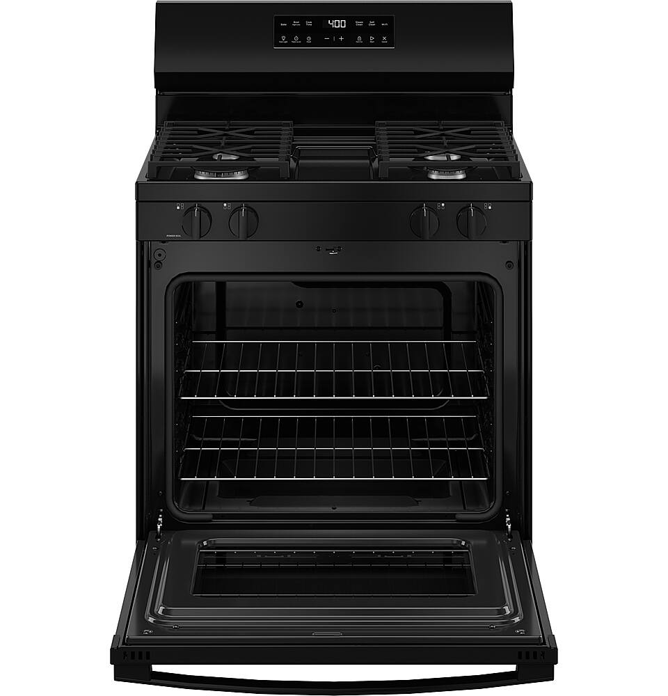 Alt View 16. GE - 5.3 Cu.Ft. Freestanding Gas Range with Self-Clean and Steam Cleaning Option and Built-In Wi-Fi - Black.