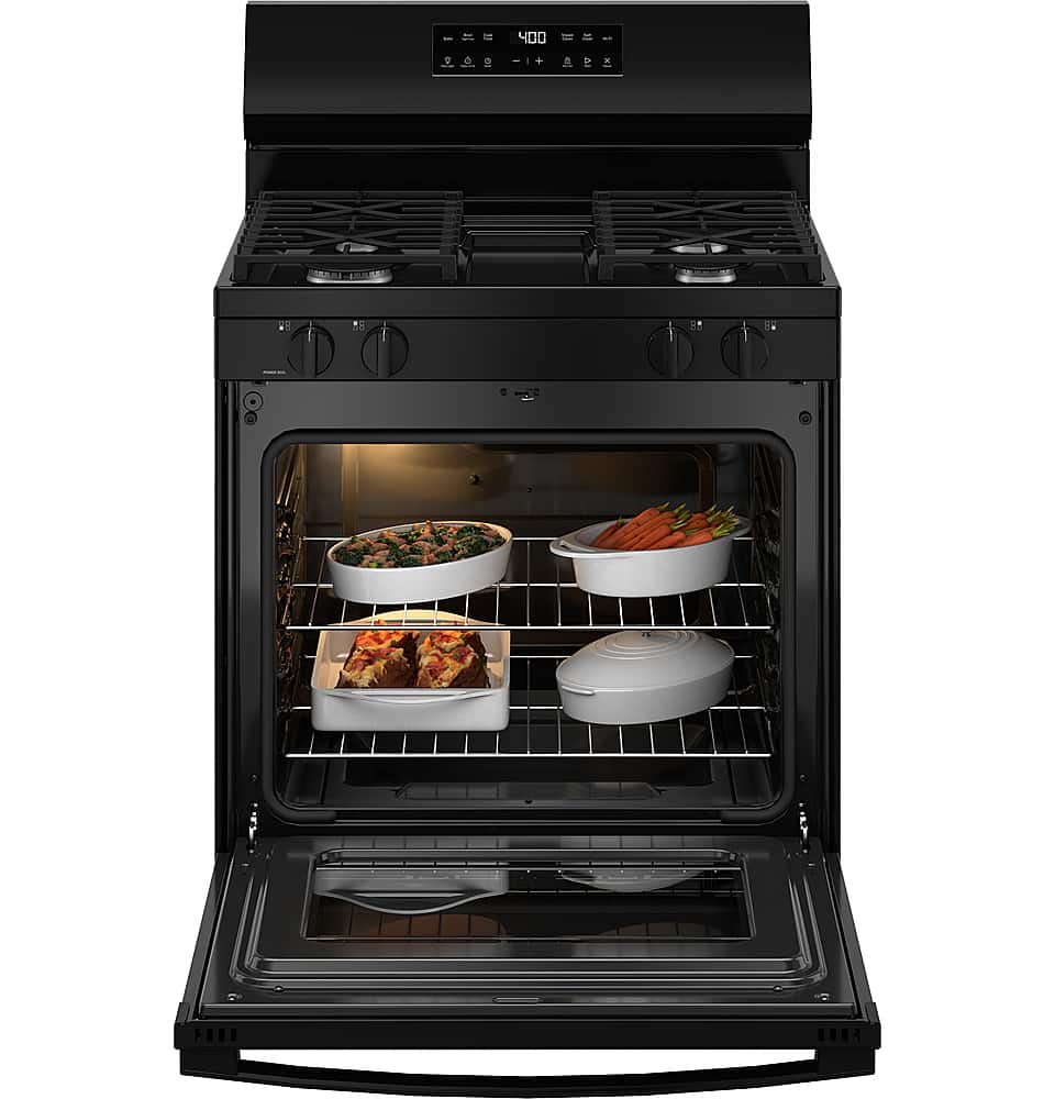 Alt View 17. GE - 5.3 Cu.Ft. Freestanding Gas Range with Self-Clean and Steam Cleaning Option and Built-In Wi-Fi - Black.