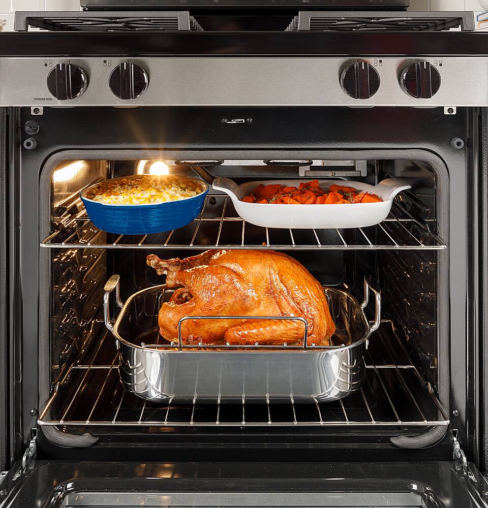 Alt View 20. GE - 5.3 Cu.Ft. Freestanding Gas Range with Self-Clean and Steam Cleaning Option and Built-In Wi-Fi - Black.