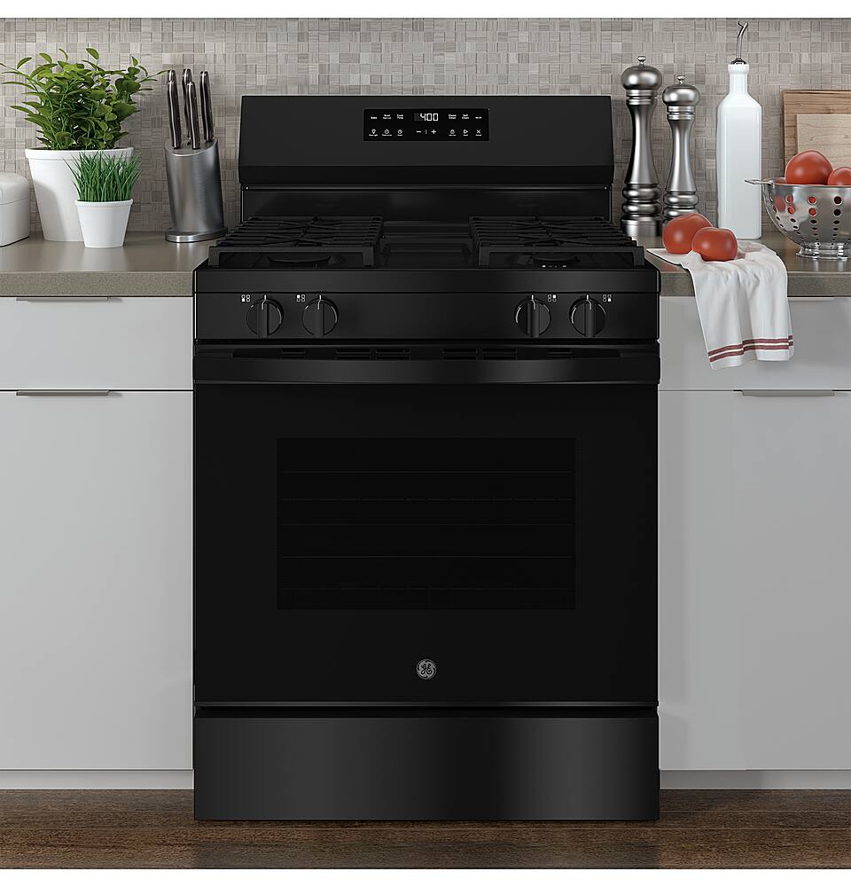 Alt View 22. GE - 5.3 Cu.Ft. Freestanding Gas Range with Self-Clean and Steam Cleaning Option and Built-In Wi-Fi - Black.