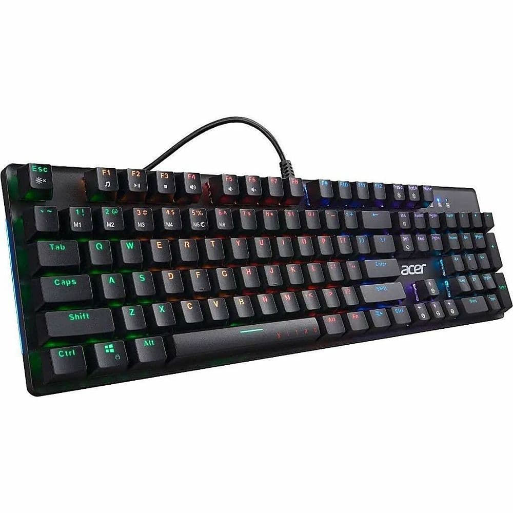 Front. Acer - Nitro NKW202 Ergonomic Full-size Wired Mechanical Gaming Keyboard - Black.