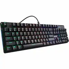 Front. Acer - Nitro NKW202 Ergonomic Full-size Wired Mechanical Gaming Keyboard - Black.