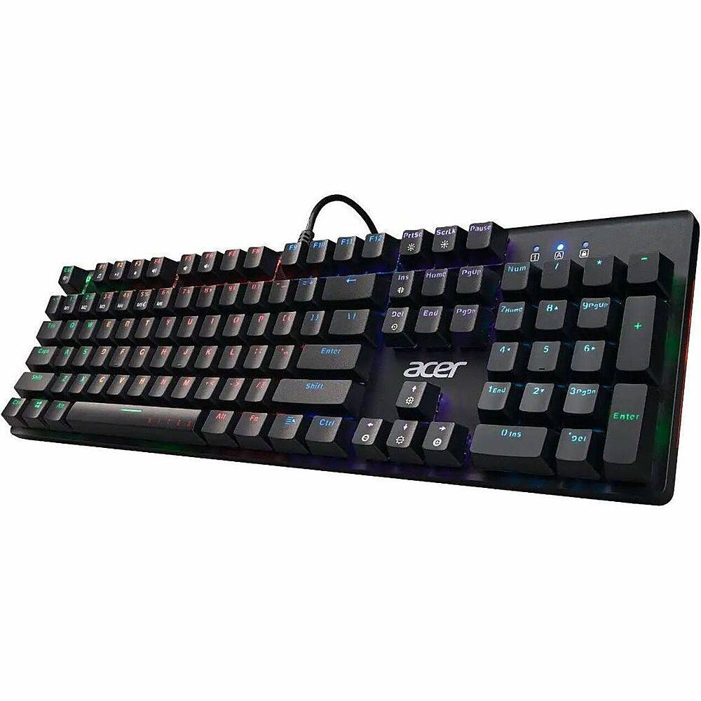 Left. Acer - Nitro NKW202 Ergonomic Full-size Wired Mechanical Gaming Keyboard - Black.