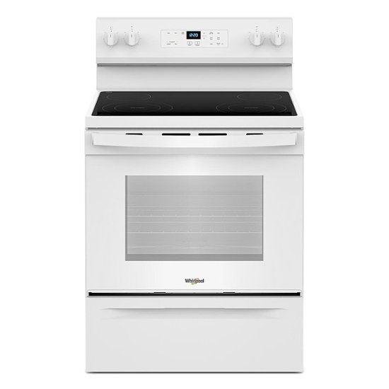 Front. Whirlpool - 5.3 Cu. Ft. Freestanding Electric Range with Cooktop Flexibility - White.