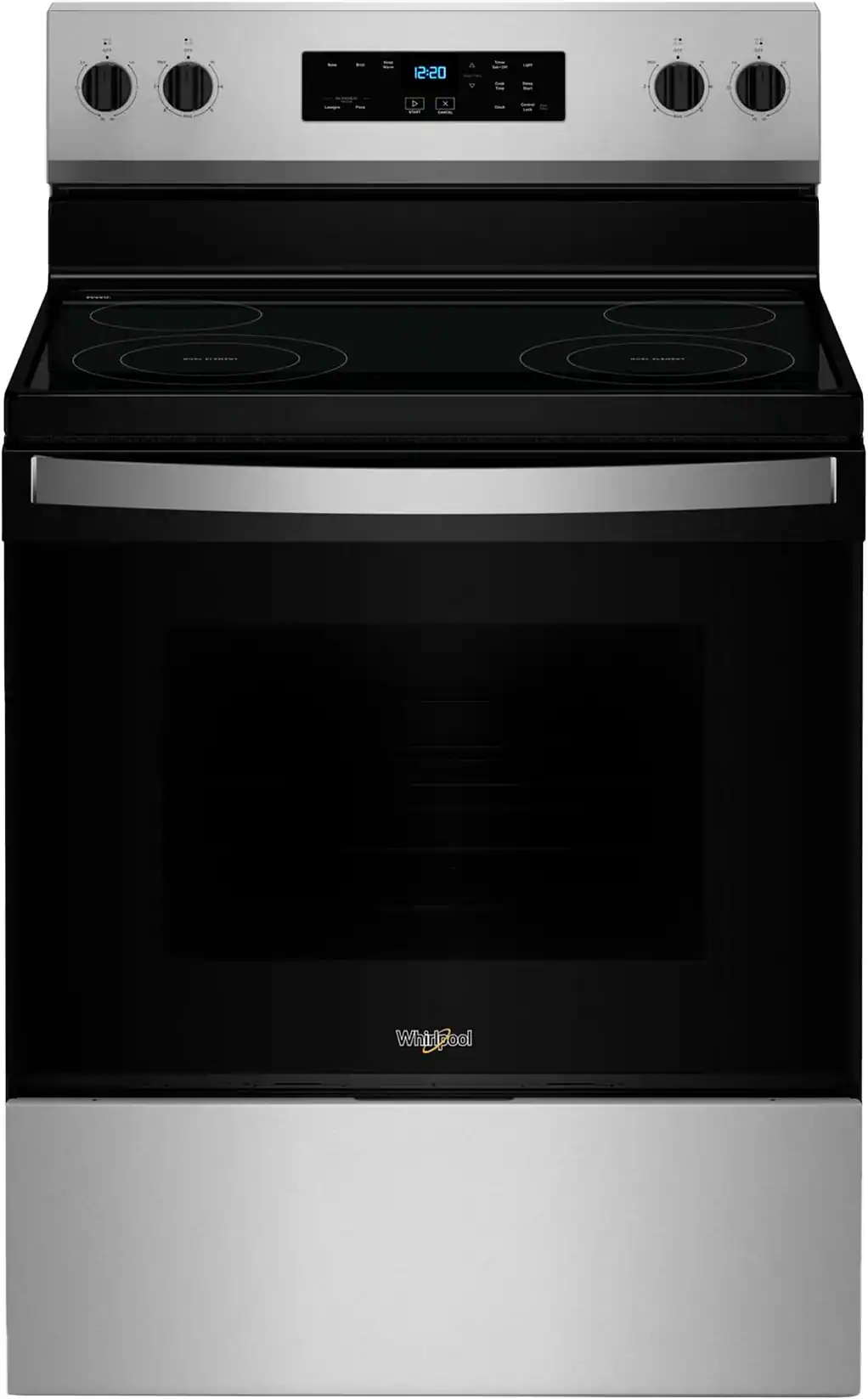 Front. Whirlpool - 5.3 Cu. Ft. Freestanding Electric Range with Cooktop Flexibility - Stainless Steel.