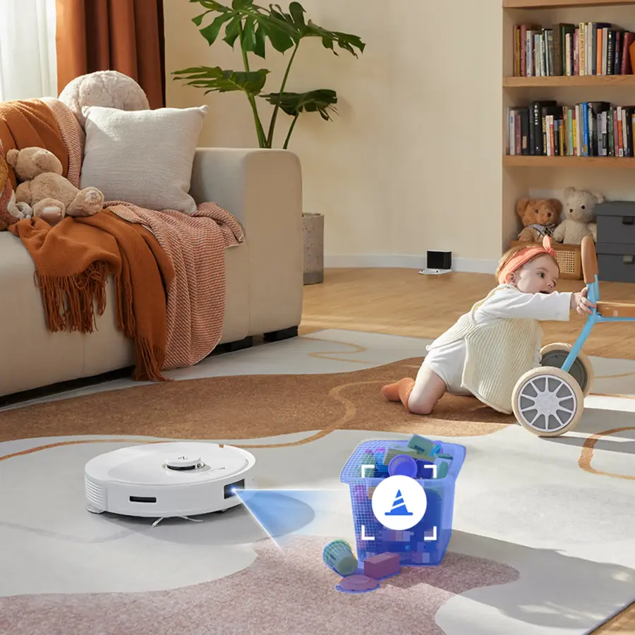 Alt View 16. Roborock - Q8 Max Wi-Fi Connected Robot Vacuum and Mop, DuoRoller Brush, 5500 Pa Strong Suction, Pet Hair Pick-up - White.