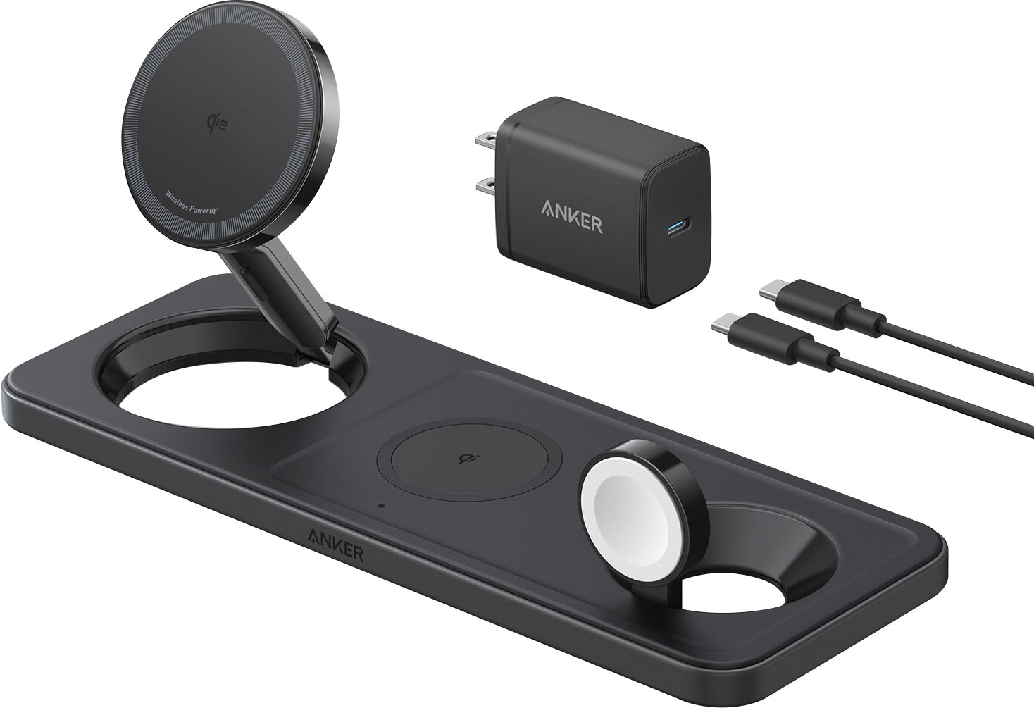 Anker Wireless Charging Station (Qi 2.0, 15W, 3-in-1 Black 