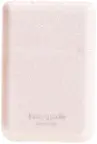 The image features a pink Kate Spade cell phone case. The case has a glittery, sparkly texture, giving it a luxurious and stylish appearance. The case is designed to protect the cell phone while adding a touch of elegance to the device.