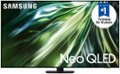 The image features a large Samsung TV with a green background. The TV is advertised as the #1 TV brand for 18 years, and it is a Neo QLED model. The TV is displayed prominently in the image, showcasing its features and quality.