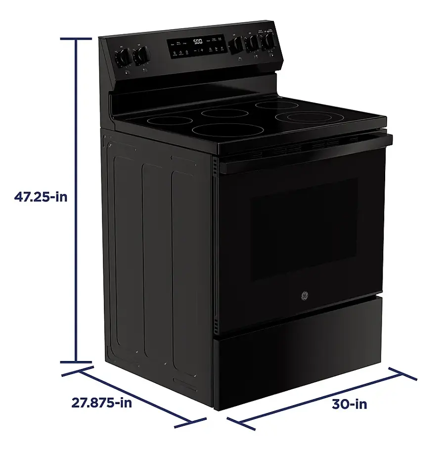 Alt View 16. GE - 5.3 Cu. Ft. Freestanding Electric Range with Self-Clean and Steam Cleaning Option and Crisp Mode - Black.