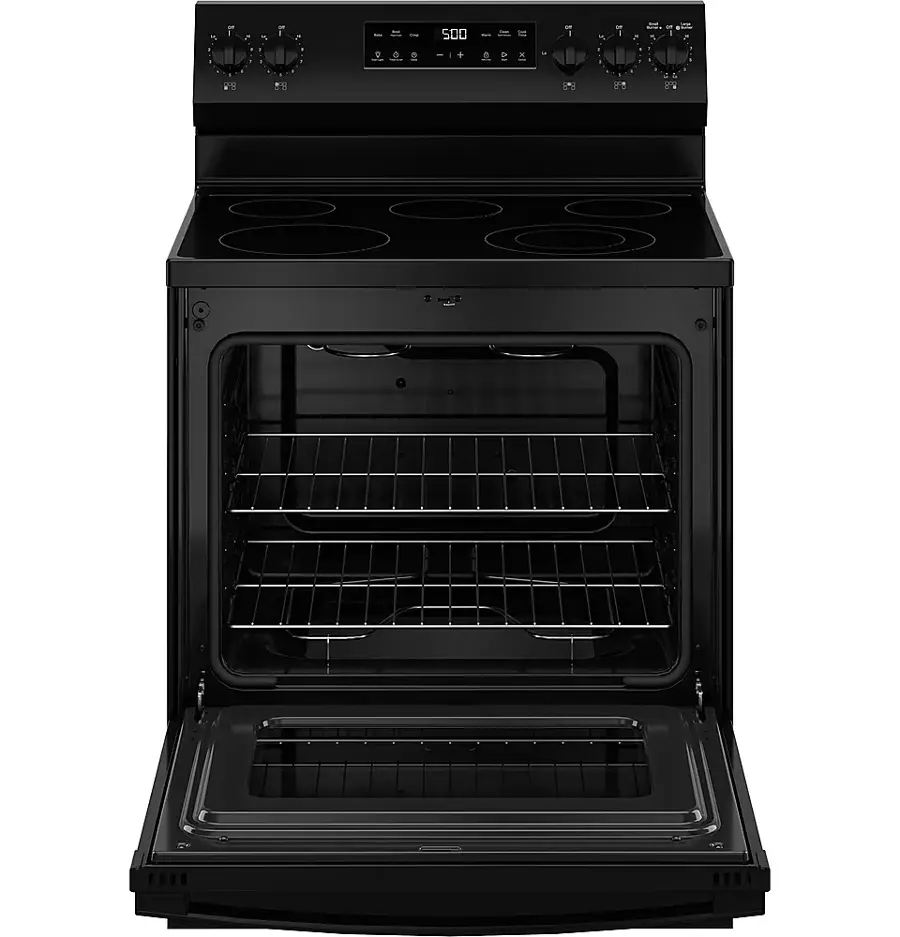 Alt View 17. GE - 5.3 Cu. Ft. Freestanding Electric Range with Self-Clean and Steam Cleaning Option and Crisp Mode - Black.