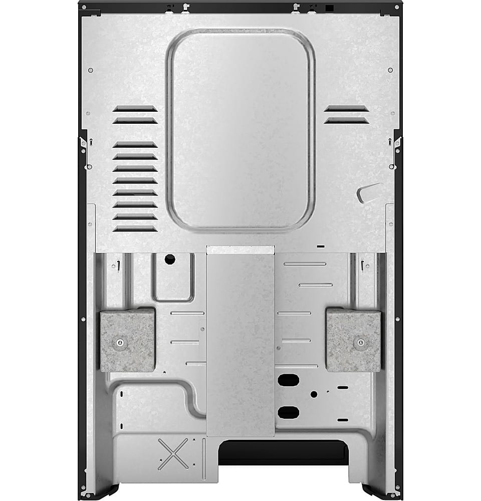 Left. GE - 5.3 Cu. Ft. Freestanding Electric Range with Self-Clean and Steam Cleaning Option and Crisp Mode - Black.