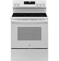 GE - 30 in. Wide 5 Elements 5.3 Cu. Ft. Freestanding Electric Range with Self-Clean and Steam Cleaning Option and Crisp Mode - White