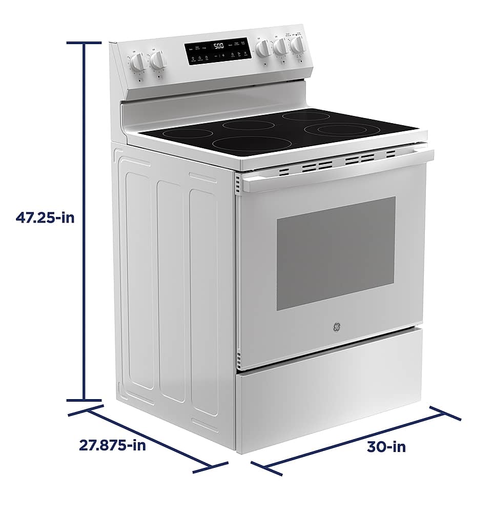 Alt View 15. GE - 5.3 Cu. Ft. Freestanding Electric Range with Self-Clean and Steam Cleaning Option and Crisp Mode - White.