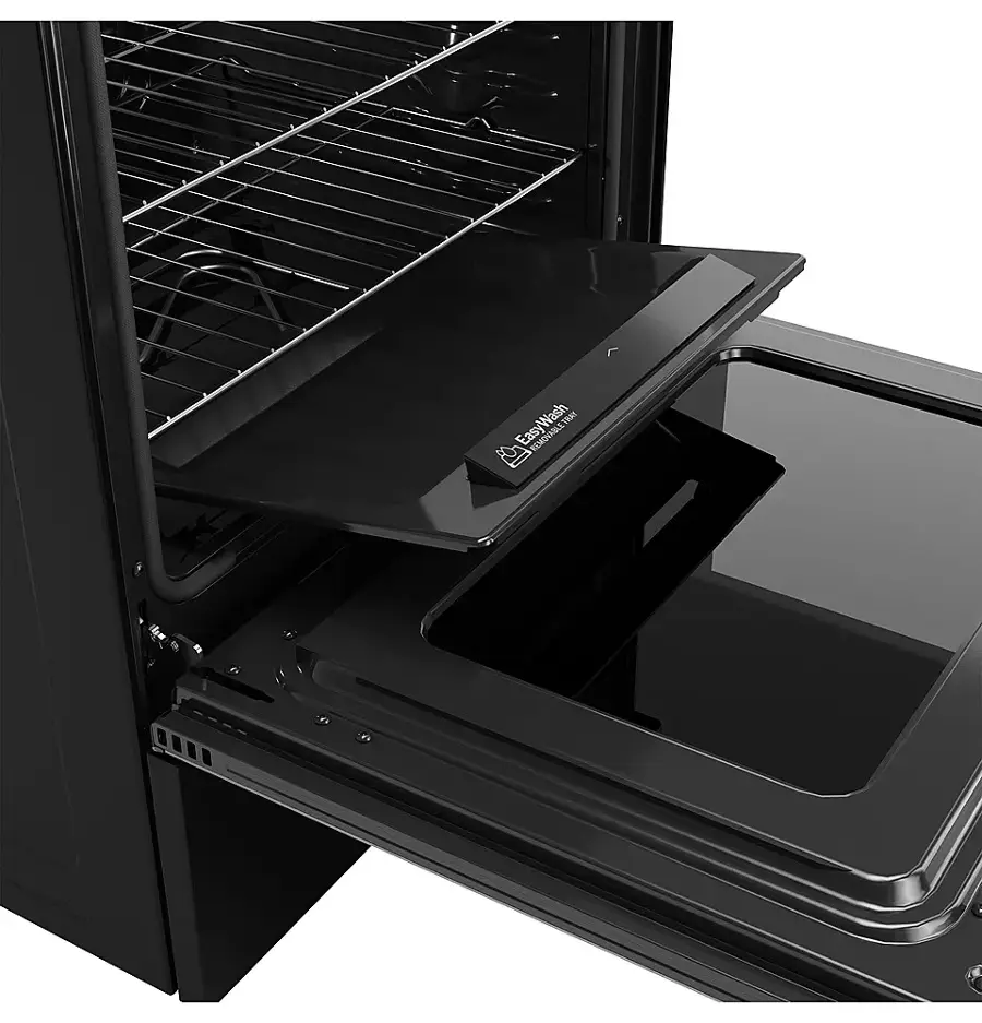 Alt View 18. GE - 5.3 Cu. Ft. Freestanding Electric Convection Range with Steam Cleaning and EasyWash Tray - Black.