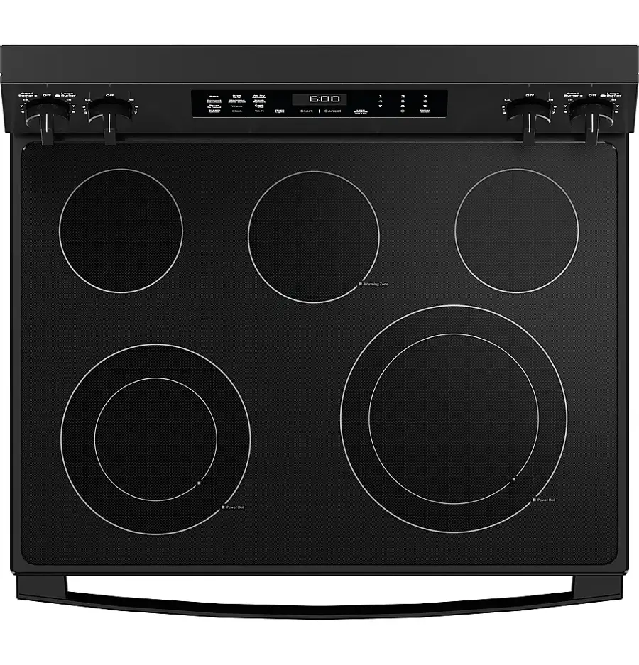 Alt View 14. GE - 5.3 Cu. Ft. Freestanding Electric Convection Range with Steam Cleaning and EasyWash Tray - Black.
