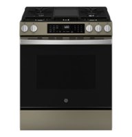 GE - 5.3 Cu. Ft. Slide-In Gas Convection Range with Steam Cleaning and EasyWash Tray - Slate - Front_Zoom