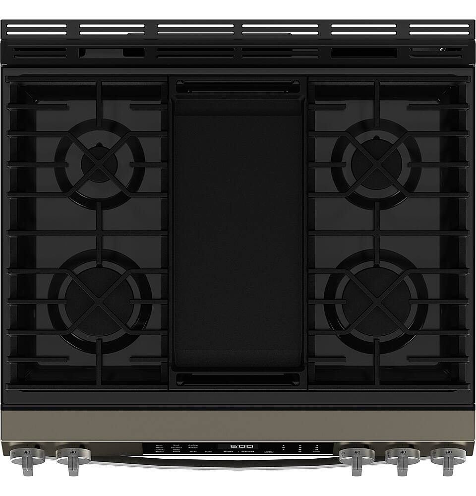 Alt View 14. GE - 5.3 Cu. Ft. Slide-In Gas Convection Range with Steam Cleaning and EasyWash Tray - Slate.