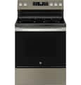 GE - 30 in. Wide 5 Elements 5.3 Cu. Ft. Freestanding Electric Range with Self-Clean and Steam Cleaning Option and Crisp Mode - Slate