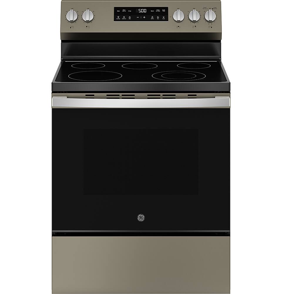GE - 5.3 Cu. Ft. Freestanding Electric Range with Self-Clean and Steam Cleaning Option and Crisp Mode - Slate