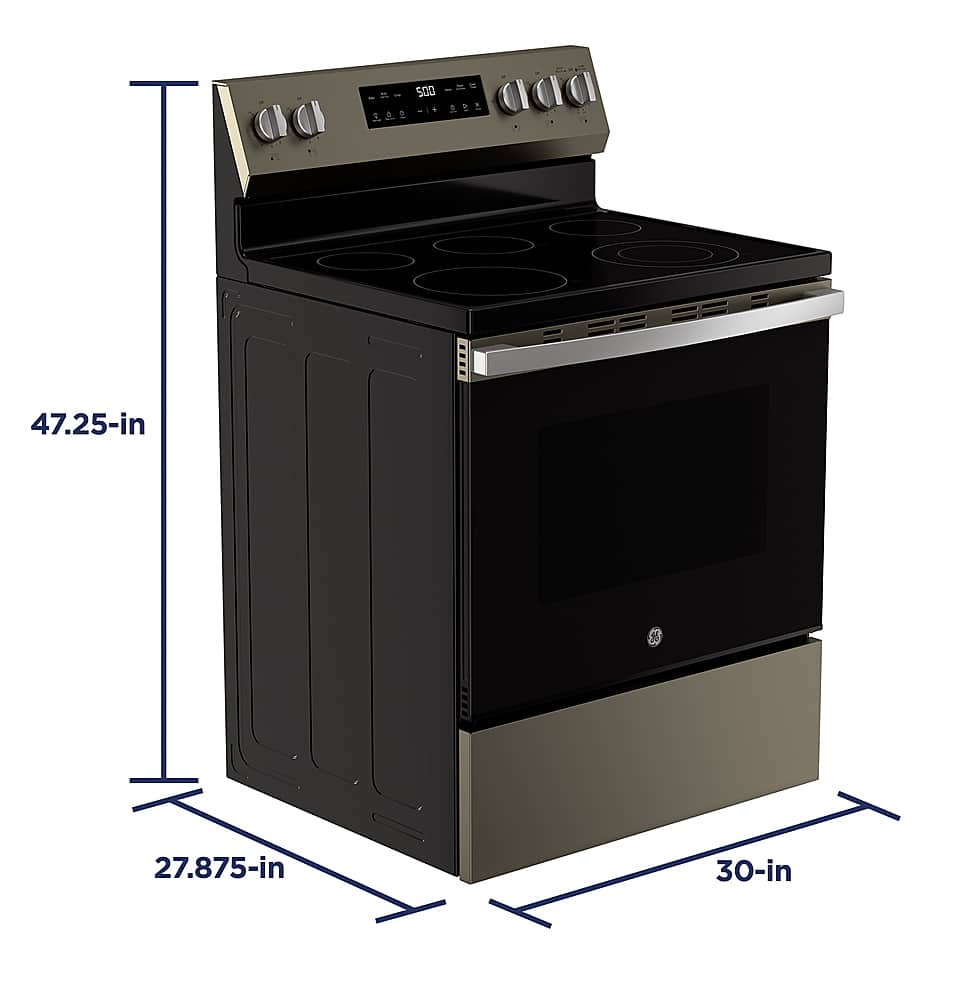 Alt View 16. GE - 5.3 Cu. Ft. Freestanding Electric Range with Self-Clean and Steam Cleaning Option and Crisp Mode - Slate.