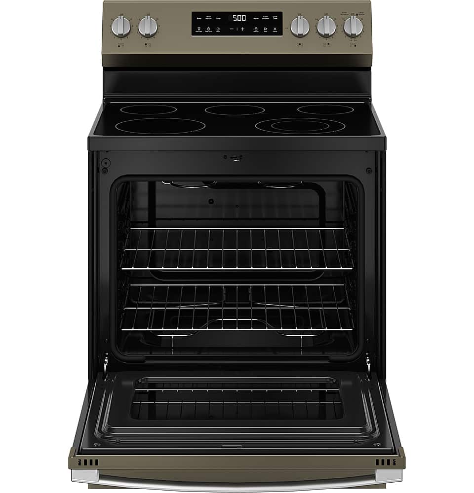 Alt View 17. GE - 5.3 Cu. Ft. Freestanding Electric Range with Self-Clean and Steam Cleaning Option and Crisp Mode - Slate.