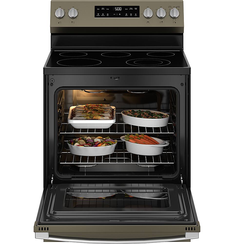 Alt View 18. GE - 5.3 Cu. Ft. Freestanding Electric Range with Self-Clean and Steam Cleaning Option and Crisp Mode - Slate.
