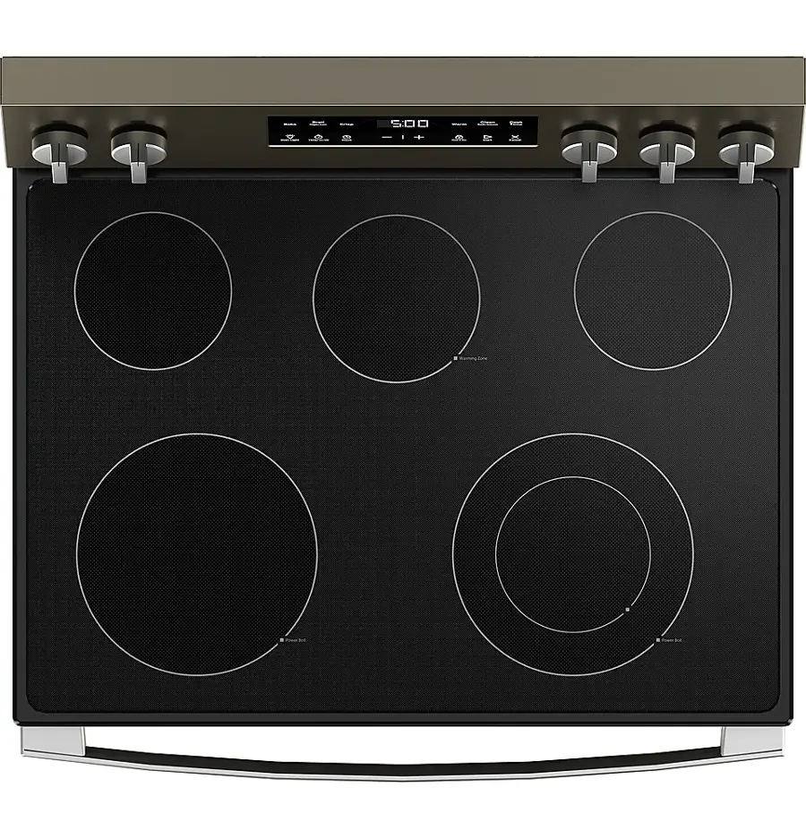 Alt View 14. GE - 5.3 Cu. Ft. Freestanding Electric Range with Self-Clean and Steam Cleaning Option and Crisp Mode - Slate.