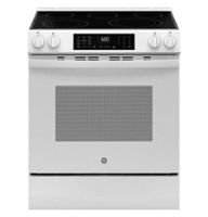 GE - 5.3 Cu. Ft. Slide-In Electric Convection Range with Steam Cleaning and EasyWash Oven Tray - White - Front_Zoom