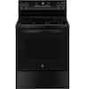 Front. GE - 5.3 Cu. Ft. Freestanding Electric Range with Steam Cleaning and 4 Burner Radiant Cooktop - Black.
