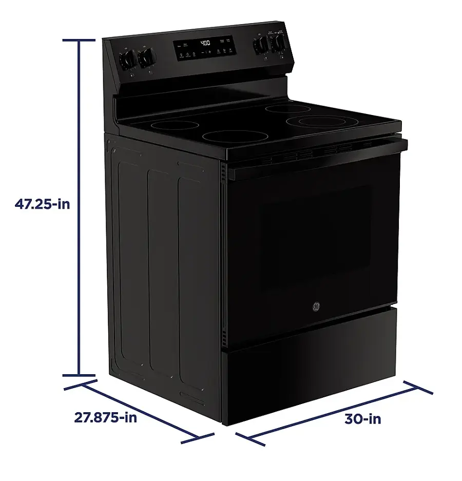 Alt View 14. GE - 5.3 Cu. Ft. Freestanding Electric Range with Steam Cleaning and 4 Burner Radiant Cooktop - Black.