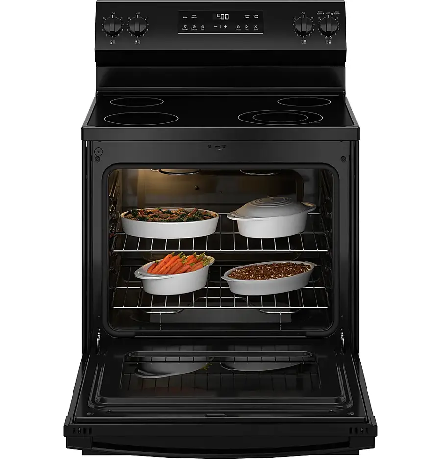 Alt View 17. GE - 5.3 Cu. Ft. Freestanding Electric Range with Steam Cleaning and 4 Burner Radiant Cooktop - Black.