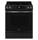 GE - 30 in. Wide 5 Elements 5.3 Cu. Ft. Slide-In Electric Convection Range with Steam Cleaning and EasyWash Oven Tray - Black Slate