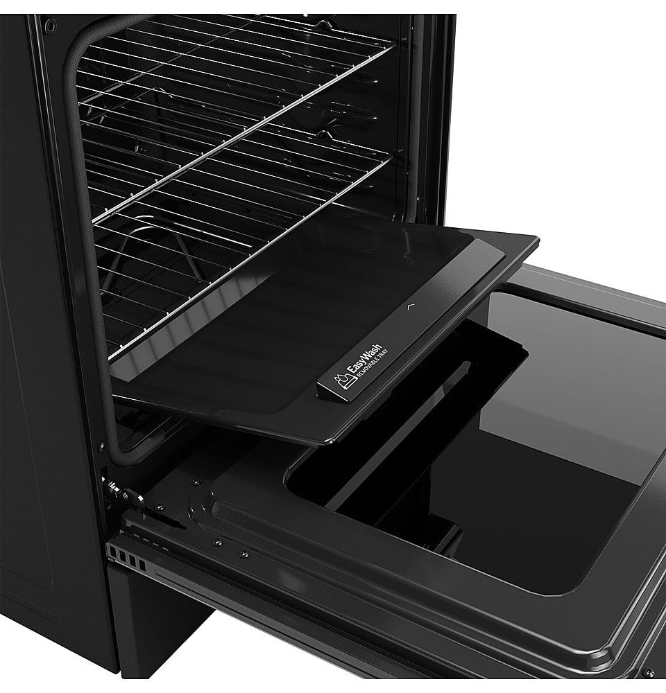 Alt View 20. GE - 5.3 Cu. Ft. Slide-In Electric Convection Range with Steam Cleaning and EasyWash Oven Tray - Black Slate.