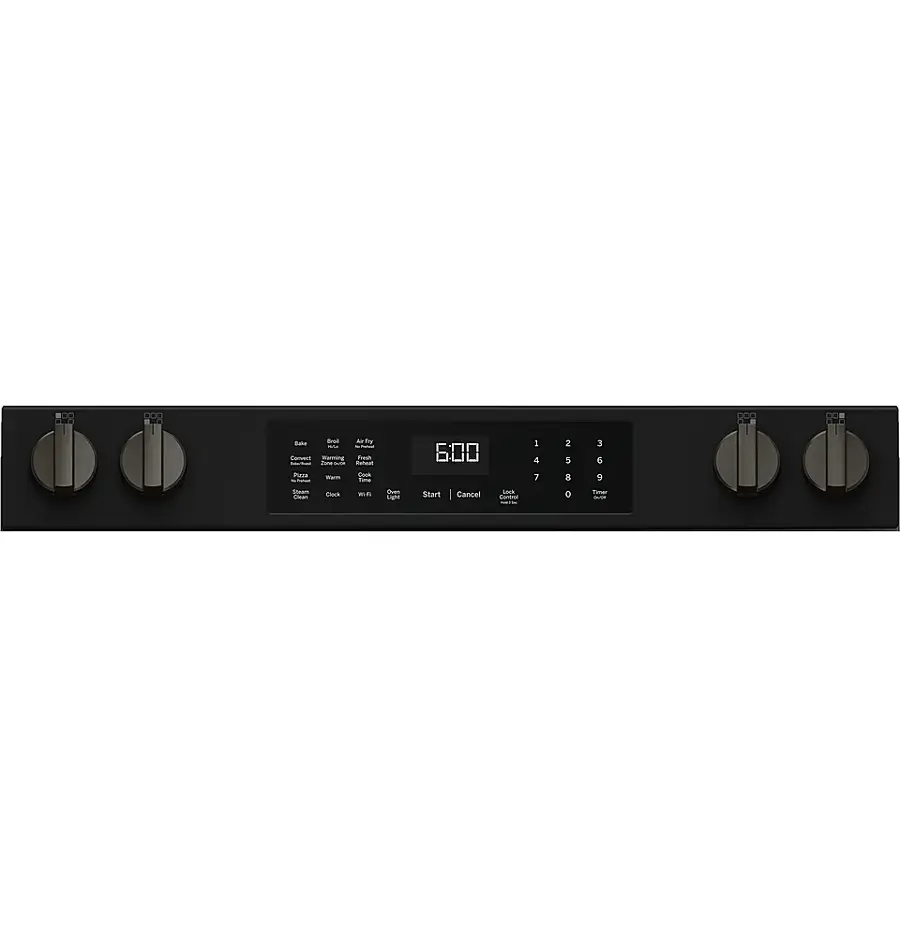 Alt View 16. GE - 5.3 Cu. Ft. Slide-In Electric Convection Range with Steam Cleaning and EasyWash Oven Tray - Black Slate.
