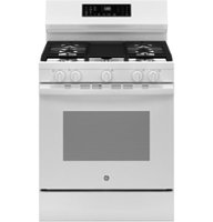 GE - 5.3 Cu. Ft. Freestanding Gas Convection Range with Steam Cleaning and EasyWash Oven Tray - White - Front_Zoom