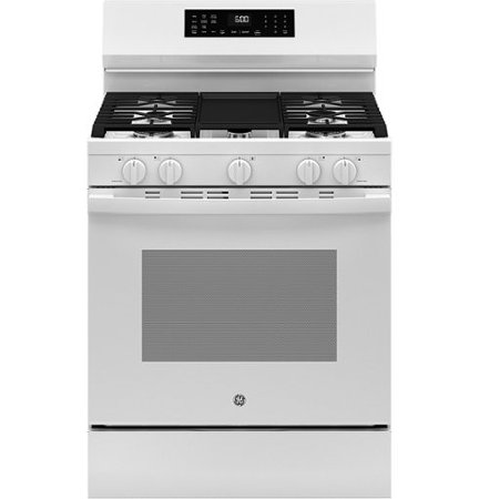 GE - 5.3 Cu. Ft. Freestanding Gas Convection Range with Steam Cleaning and EasyWash Oven Tray - White