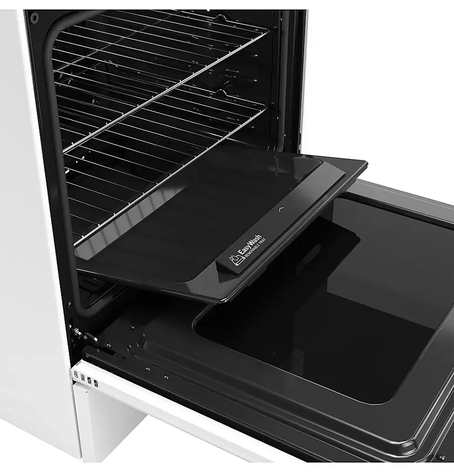 Alt View 23. GE - 5.3 Cu. Ft. Freestanding Gas Convection Range with Steam Cleaning and EasyWash Oven Tray - White.