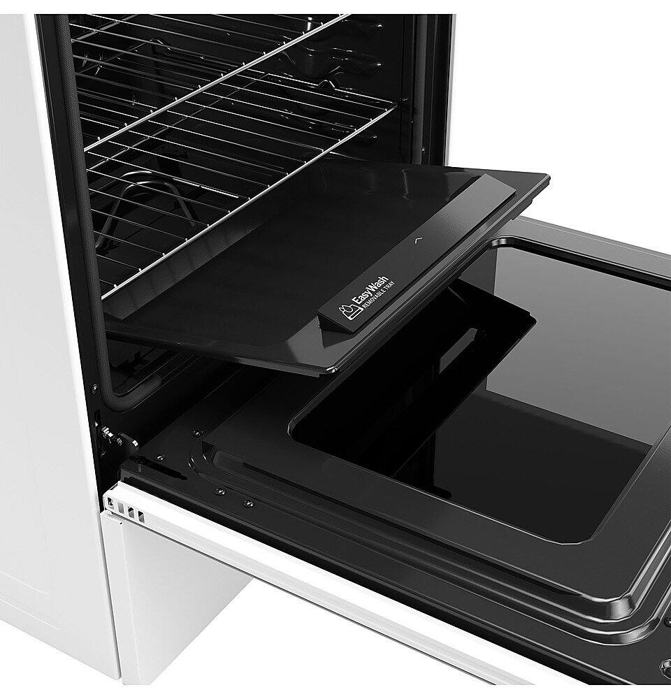Alt View 17. GE - 5.3 Cu. Ft. Freestanding Electric Convection Range with Steam Cleaning and EasyWash Tray - White.