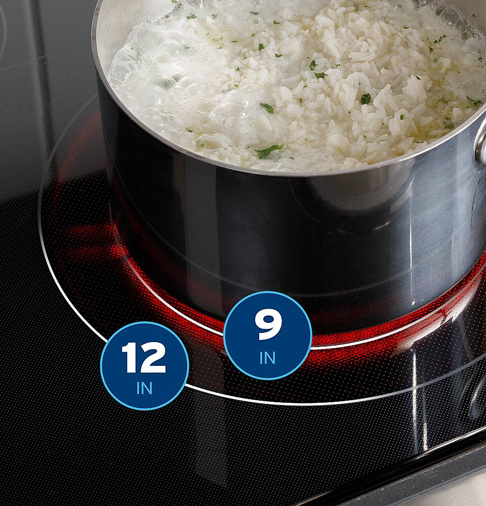 Alt View 12. GE - 5.3 Cu. Ft. Freestanding Electric Convection Range with Steam Cleaning and EasyWash Tray - White.