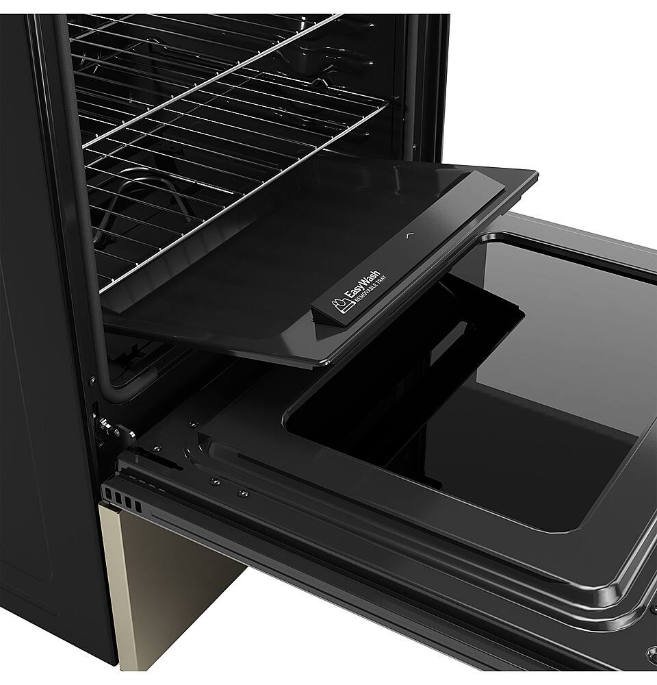 Alt View 19. GE - 5.3 Cu. Ft. Freestanding Electric Convection Range with Steam Cleaning and EasyWash Tray - Slate.