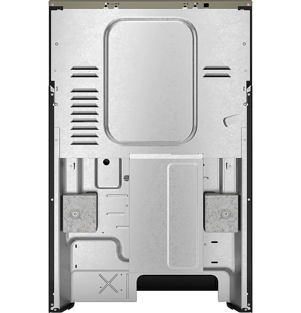 Left. GE - 5.3 Cu. Ft. Freestanding Electric Convection Range with Steam Cleaning and EasyWash Tray - Slate.